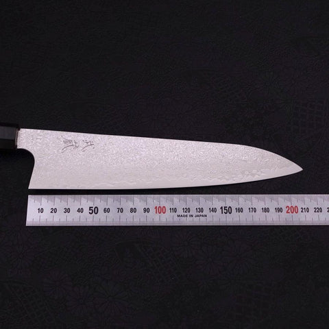 Gyuto Silver Steel #3 Damascus Buffalo Ebony Handle 210mm