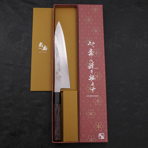 Gyuto Silver Steel #3 Damascus Buffalo Wenge Handle 210mm-[Musashi]-[Japanese-Kitchen-Knives]