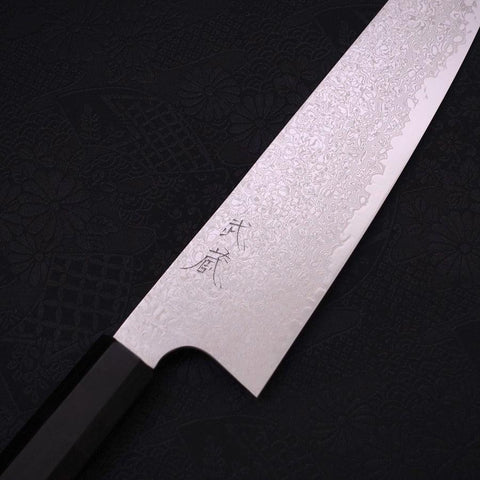 Gyuto Silver Steel #3, Damast Büffelhorn und Ebenholz Griff, 210mm-[Musashi]-[Japan-Küchenmesser]