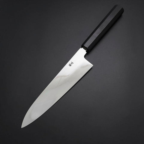 Gyuto Silver Steel #3 Kagami Honyaki Büffelhorn und Ebenholz Griff 210mm-[Musashi]-[Japan-Küchenmesser]