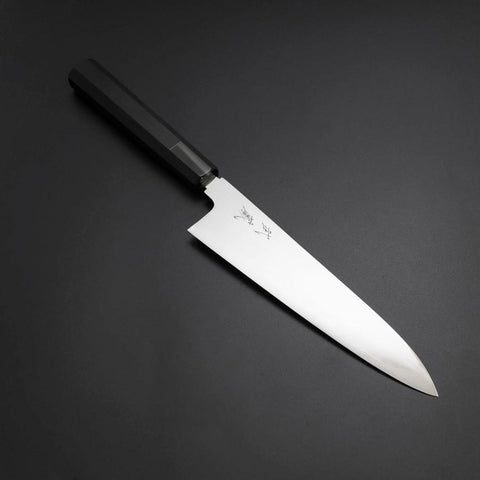 Gyuto Silver Steel #3 Kagami Honyaki Büffelhorn und Ebenholz Griff 210mm-[Musashi]-[Japan-Küchenmesser]
