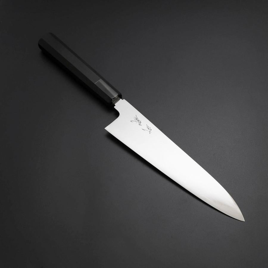 Gyuto Silver Steel #3 Kagami Honyaki Büffelhorn und Ebenholz Griff 210mm-[Musashi]-[Japan-Küchenmesser]
