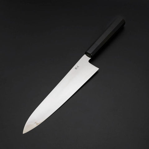 Gyuto Silver Steel #3 Kagami Honyaki Büffelhorn und Ebenholz Griff 240mm-[Musashi]-[Japan-Küchenmesser]