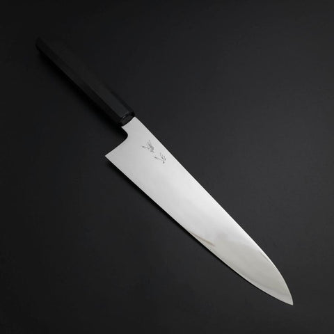 Gyuto Silver Steel #3 Kagami Honyaki Büffelhorn und Ebenholz Griff 240mm-[Musashi]-[Japan-Küchenmesser]