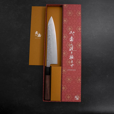 Gyuto Silver Steel #3 Nashiji Büffelhorn und Walnussholz Griff 210mm-[Musashi]-[Japan-Küchenmesser]