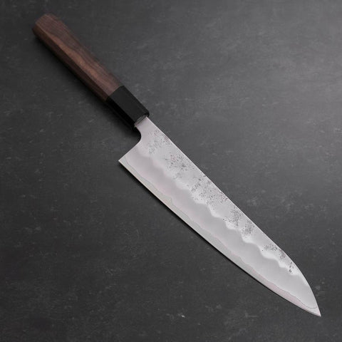 Gyuto Silver Steel #3 Nashiji Büffelhorn und Walnussholz Griff 210mm-[Musashi]-[Japan-Küchenmesser]