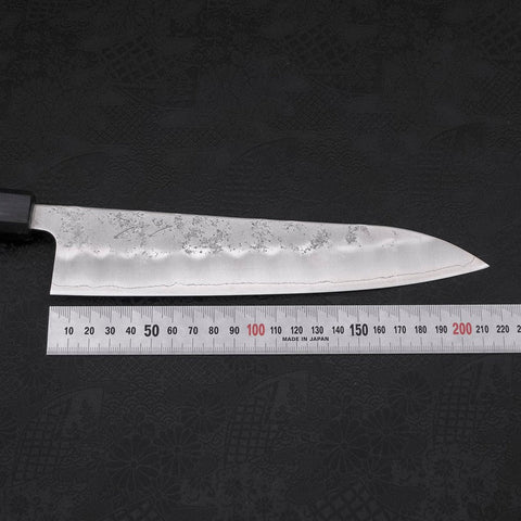 Gyuto Silver Steel #3 Nashiji Dunkelblauer Urushi Griff 210mm-[Musashi]-[Japan-Küchenmesser]