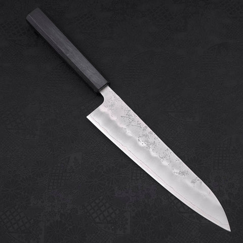 Gyuto Silver Steel #3 Nashiji Dunkelblauer Urushi Griff 210mm-[Musashi]-[Japan-Küchenmesser]