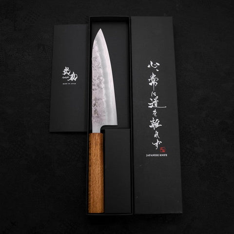 Gyuto Silver Steel #3 Nashiji Eichenholz Griff 180mm-[Musashi]-[Japan-Küchenmesser]