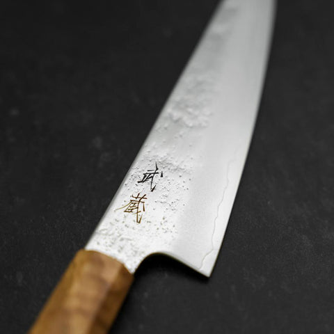 Gyuto Silver Steel #3 Nashiji Olivenholz Griff 150mm-[Musashi]-[Japan-Küchenmesser]