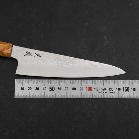 Gyuto Silver Steel #3 Nashiji Olivenholz Griff 150mm-[Musashi]-[Japan-Küchenmesser]