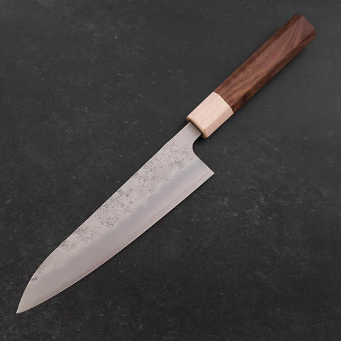 Gyuto Silver Steel #3 Nashiji Walnuss- und Ahornholz Griff 180mm-[Musashi]-[Japan-Küchenmesser]