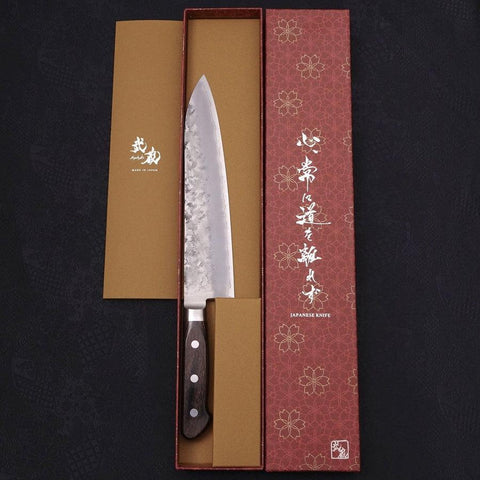 Gyuto Silver Steel #3, Nashiji Westlicher Griff, 210mm-[Musashi]-[Japan-Küchenmesser]