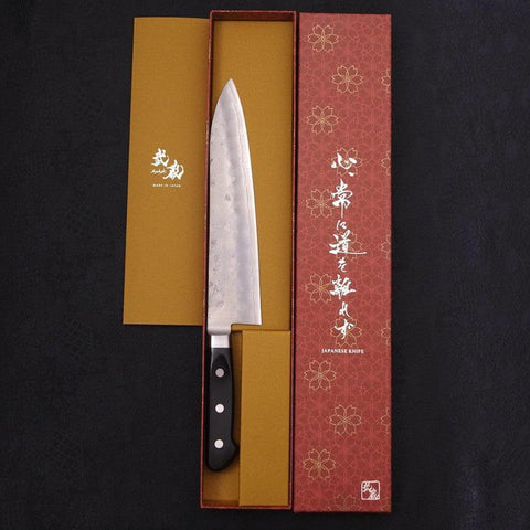 Gyuto Silver Steel #3, Nashiji Westlicher Griff in Schwarz, 210mm-[Musashi]-[Japan-Küchenmesser]