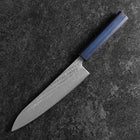 Gyuto Silver Steel #3 Nawame Damast Blauer Urushi Griff 210mm-[Musashi]-[Japan-Küchenmesser]