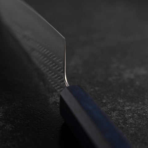 Gyuto Silver Steel #3 Nawame Damast Blauer Urushi Griff 210mm-[Musashi]-[Japan-Küchenmesser]
