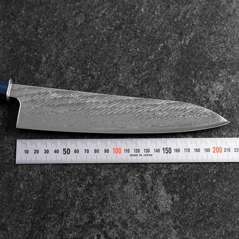 Gyuto Silver Steel #3 Nawame Damast Blauer Urushi Griff 210mm-[Musashi]-[Japan-Küchenmesser]