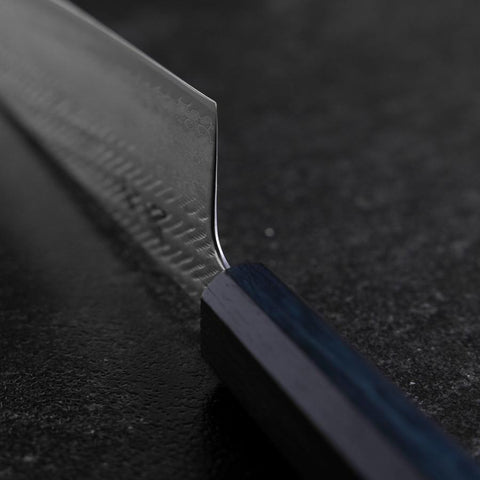 Gyuto Silver Steel #3 Nawame Damast Dunkelblauer Urushi Griff 240mm-[Musashi]-[Japan-Küchenmesser]