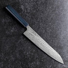 Gyuto Silver Steel #3 Nawame Damast Dunkelblauer Urushi Griff 240mm-[Musashi]-[Japan-Küchenmesser]