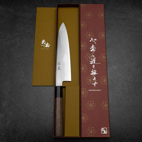 Gyuto Silver Steel #3 Poliert Büffelhorn und Walnussholz Griff 210mm-[Musashi]-[Japan-Küchenmesser]