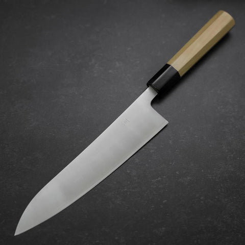 Gyuto Silver Steel #3 Polished Buffalo Magnolia Handle 210mm (8.3”)-[Musashi]-[Japan-Küchenmesser]