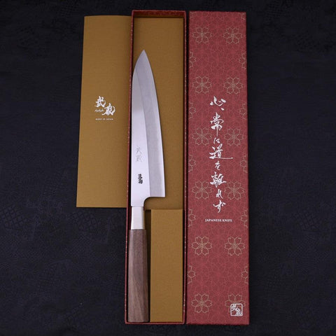 Gyuto Silver Steel #3 Walnussholz Griff 210mm-[Musashi]-[Japan-Küchenmesser]