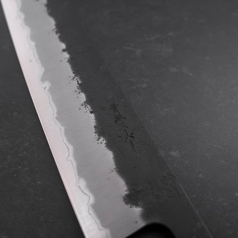 Gyuto Stainless Clad Blue Super Kurouchi Nashiji Green Urushi Handle 240mm (9.4”)-[Musashi]-[Japan-Küchenmesser]