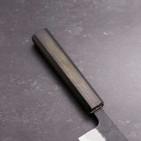 Gyuto Stainless Clad Blue Super Kurouchi Nashiji Green Urushi Handle 240mm (9.4”)-[Musashi]-[Japan-Küchenmesser]