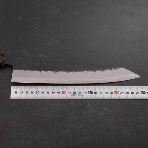 Gyuto Stainless Clad Blue Super Kurouchi Nashiji Green Urushi Handle 240mm (9.4”)-[Musashi]-[Japan-Küchenmesser]