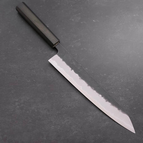 Gyuto Stainless Clad Blue Super Kurouchi Nashiji Green Urushi Handle 240mm (9.4”)-[Musashi]-[Japan-Küchenmesser]
