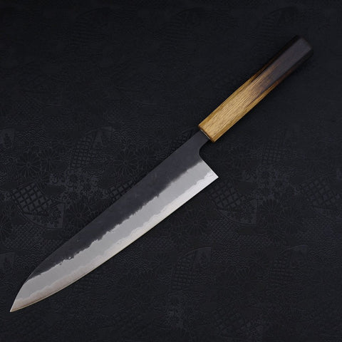 Gyuto Stainless Clad Blue Super Kurouchi Nashiji Yaki Urushi Handle 240mm (9.4”)-[Musashi]-[Japan-Küchenmesser]