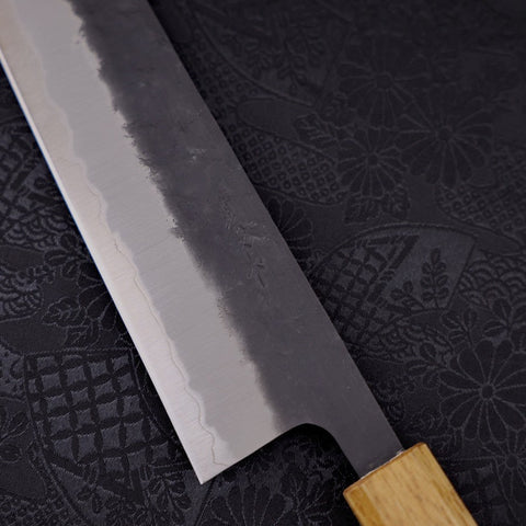 Gyuto Stainless Clad Blue Super Kurouchi Nashiji Yaki Urushi Handle 240mm (9.4”)-[Musashi]-[Japan-Küchenmesser]
