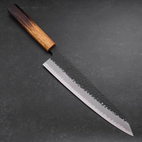 Gyuto Stainless Clad Blue Super Kurouchi Tsuchime Yaki Urushi Handle 240mm (9.4”)-[Musashi]-[Japan-Küchenmesser]