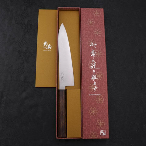 Gyuto Stainless Clad Blue Super Polished Sumi Urushi Handle 210mm (8.3”)-[Musashi]-[Japan-Küchenmesser]