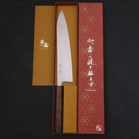Gyuto Stainless Clad Blue Super Polished Sumi Urushi Handle 240mm (9.4”)-[Musashi]-[Japan-Küchenmesser]