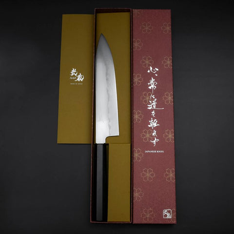 Gyuto Tamahagane Damast Büffelhorn und Ebenholz Griff 210mm-[Musashi]-[Japan-Küchenmesser]