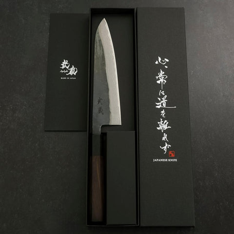 Gyuto V-Toku 2 Kurouchi Büffelhorn und Ebenholz Griff 185mm-[Musashi]-[Japan-Küchenmesser]