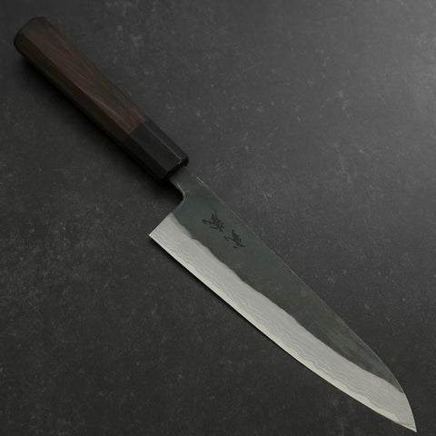Gyuto V-Toku 2 Kurouchi Büffelhorn und Ebenholz Griff 185mm-[Musashi]-[Japan-Küchenmesser]