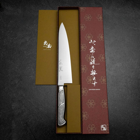 Gyuto VG-1 Poliert Edelstahl Griff 210mm-[Musashi]-[Japan-Küchenmesser]