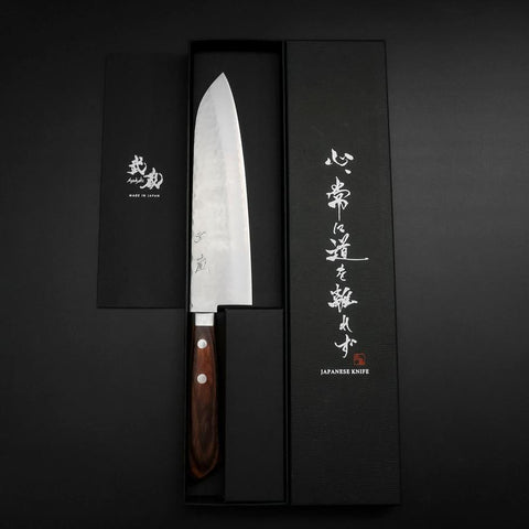 Gyuto VG-1 Tsuchime Runder Mahagoni Griff 180mm-[Musashi]-[Japan-Küchenmesser]