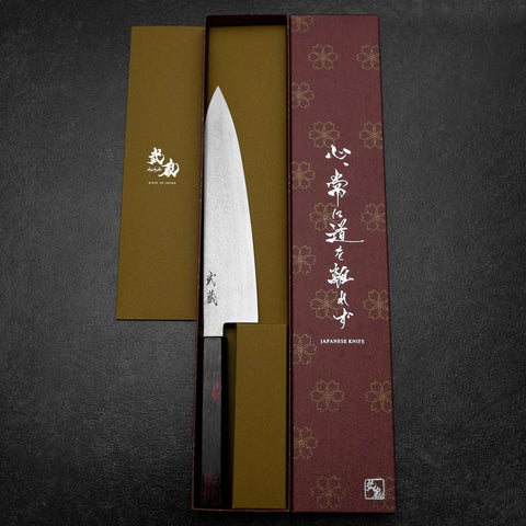 Gyuto VG-10 Damascus Yamanaka Black Urushi Handle 210mm (8.3”)-[Musashi]-[Japan-Küchenmesser]