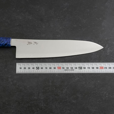 Gyuto VG-10 Damast Blauer Birkenholz Griff 210mm-[Musashi]-[Japan-Küchenmesser]