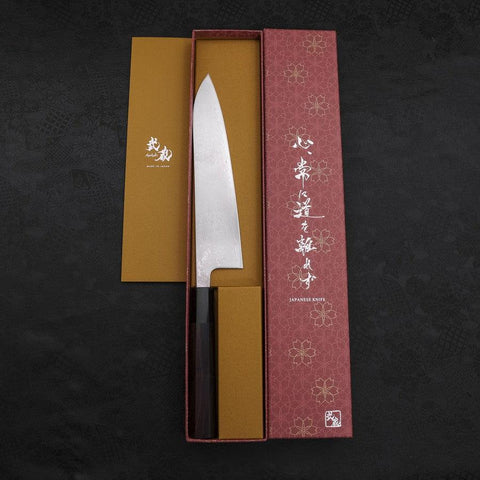 Gyuto VG-10 Damast Büffelhorn und Ebenholz Griff 210mm-[Musashi]-[Japan-Küchenmesser]