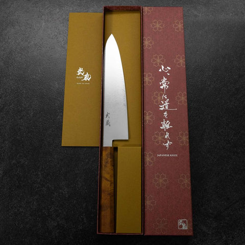 Gyuto VG-10 Damast Gelb-Brauner Birkenholz Griff 210mm-[Musashi]-[Japan-Küchenmesser]