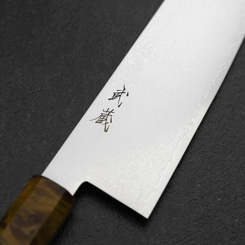Gyuto VG-10 Damast Gelb-Brauner Birkenholz Griff 240mm-[Musashi]-[Japan-Küchenmesser]