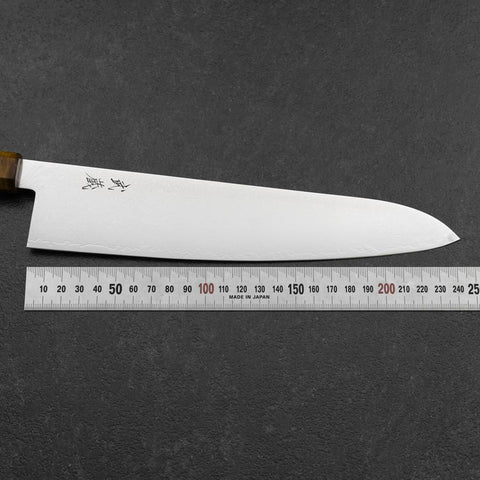 Gyuto VG-10 Damast Gelb-Brauner Birkenholz Griff 240mm-[Musashi]-[Japan-Küchenmesser]