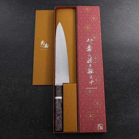 Gyuto VG-10 Damast Grauer Ahornholz Griff210mm-[Musashi]-[Japan-Küchenmesser]