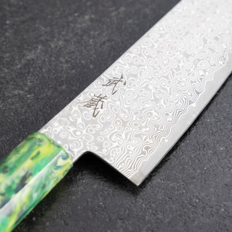Gyuto VG-10 Damast Grüner Mix Ozeanplastik Griff 210mm-[Musashi]-[Japan-Küchenmesser]