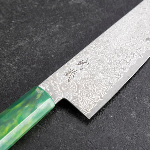 Gyuto VG-10 Damast Grüner Ozeanplastik Griff 210mm-[Musashi]-[Japan-Küchenmesser]