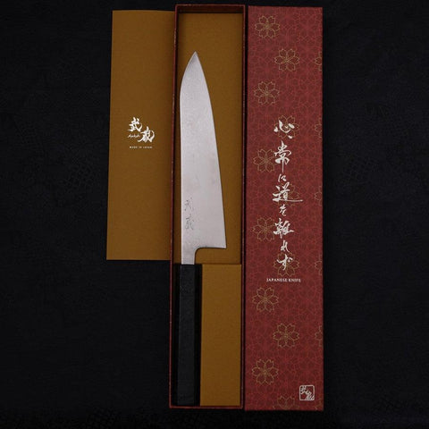 Gyuto VG-10 Damast Ishime Sumi Schwarzer Urushi Griff 210mm-[Musashi]-[Japan-Küchenmesser]